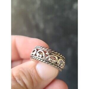925 Sterling Silver Filigree Statement Ring, SIZE US 7.25 Vintage Thailand
